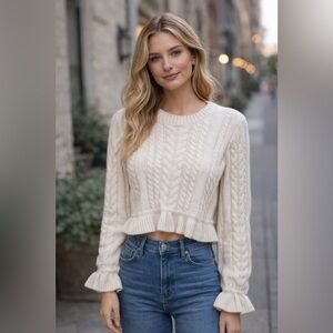 Show Me Your MuMu Ivory Cable Knit Sweater